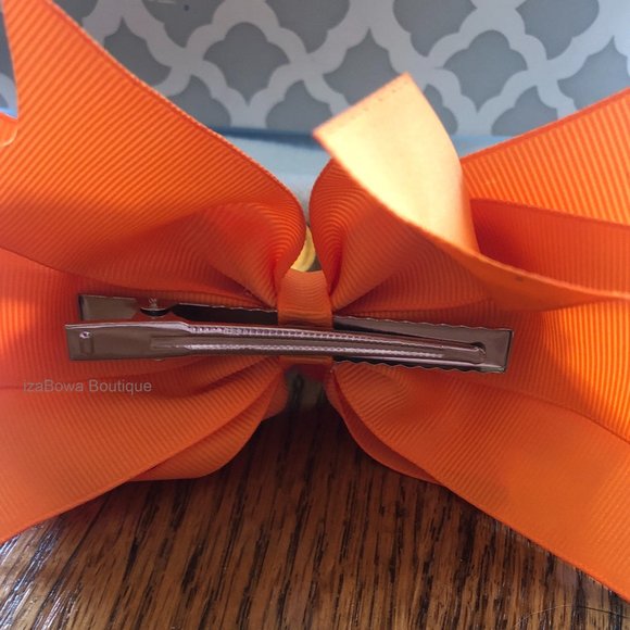 Orange Crown Deluxe Bow  HANDCRAFTED    -kids- - Picture 4 of 4
